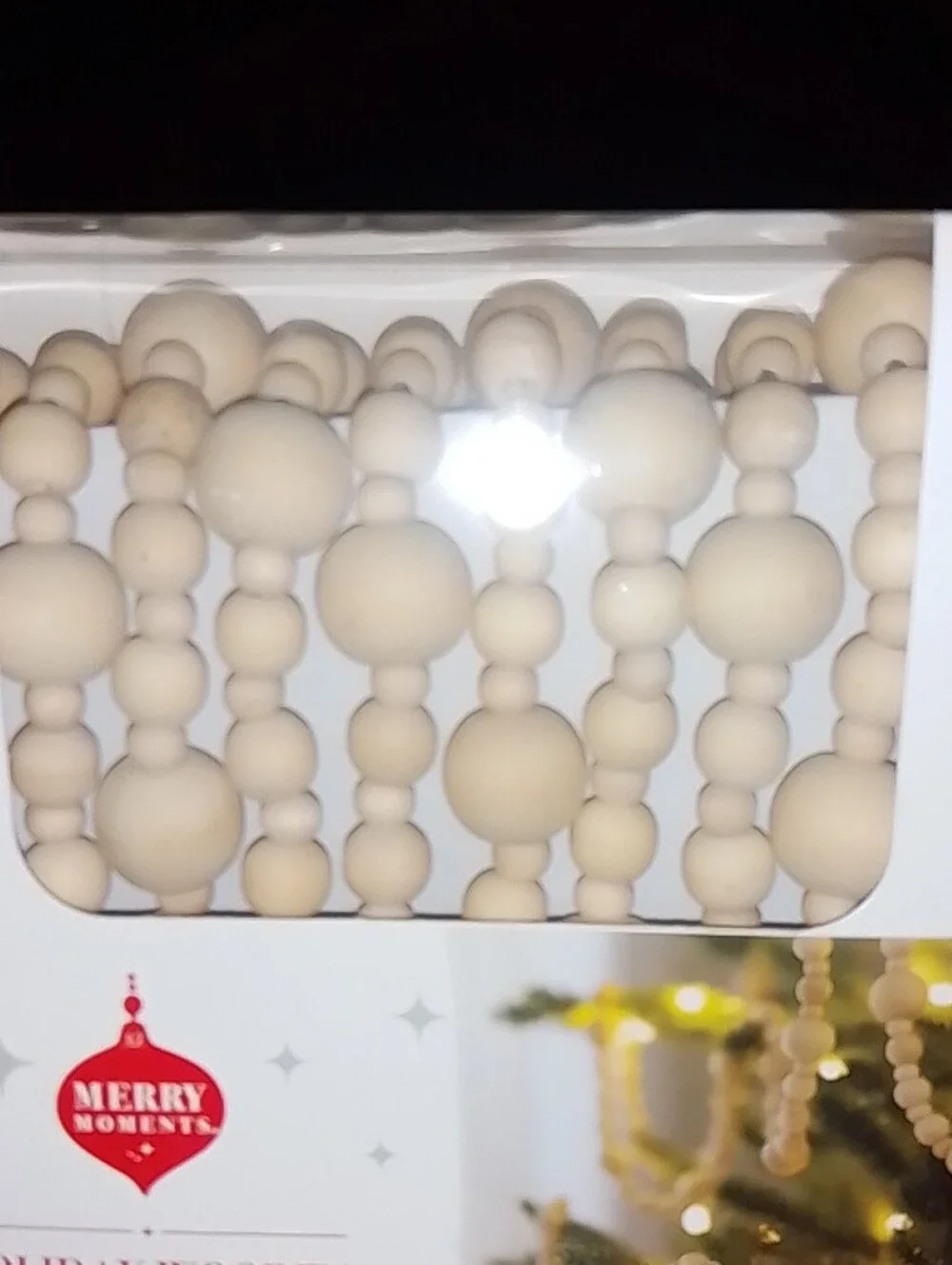 Natural Wooden Beaded Garland - Cream